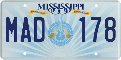 MS license plate MAD178