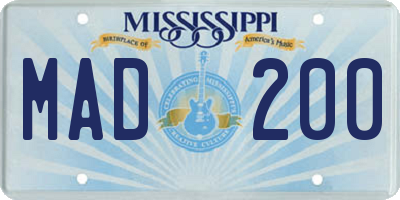 MS license plate MAD200