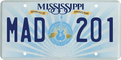 MS license plate MAD201