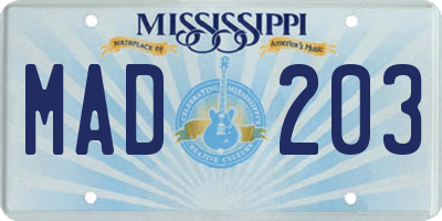 MS license plate MAD203