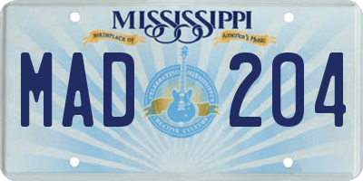 MS license plate MAD204