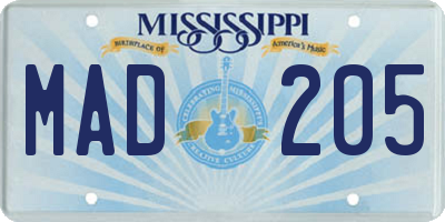 MS license plate MAD205