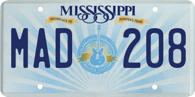 MS license plate MAD208