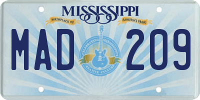 MS license plate MAD209
