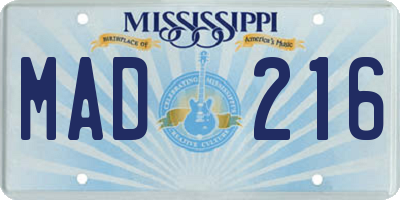 MS license plate MAD216
