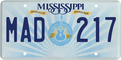 MS license plate MAD217