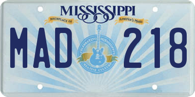 MS license plate MAD218