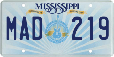 MS license plate MAD219