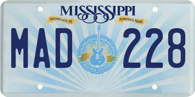 MS license plate MAD228