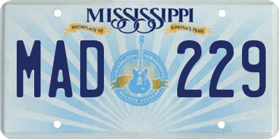 MS license plate MAD229