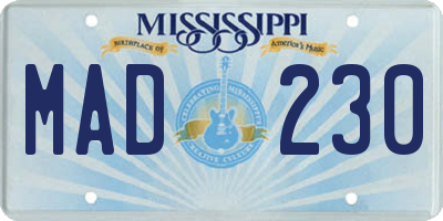 MS license plate MAD230