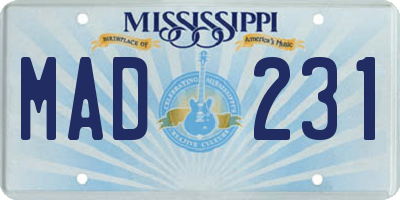 MS license plate MAD231