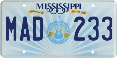 MS license plate MAD233