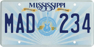 MS license plate MAD234