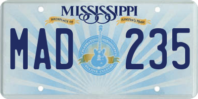 MS license plate MAD235