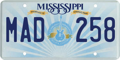 MS license plate MAD258