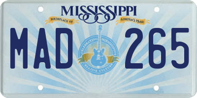 MS license plate MAD265