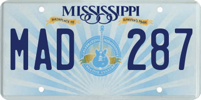 MS license plate MAD287