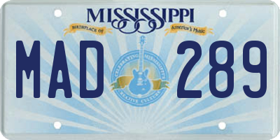 MS license plate MAD289
