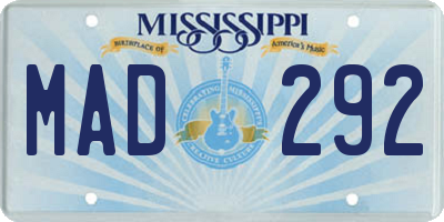 MS license plate MAD292