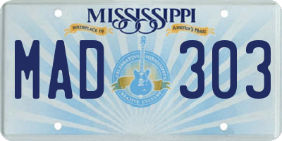 MS license plate MAD303