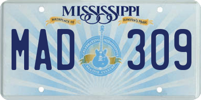 MS license plate MAD309