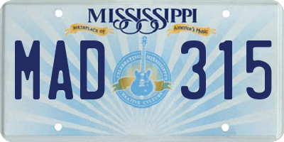 MS license plate MAD315