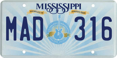 MS license plate MAD316