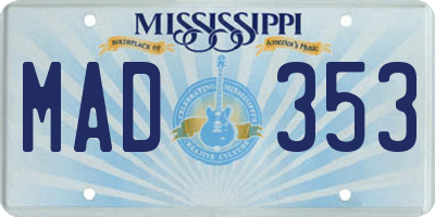 MS license plate MAD353