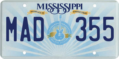 MS license plate MAD355