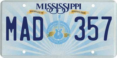 MS license plate MAD357