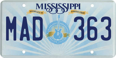 MS license plate MAD363