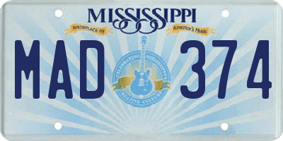 MS license plate MAD374