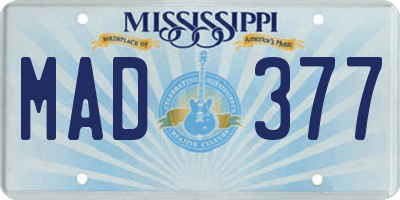 MS license plate MAD377