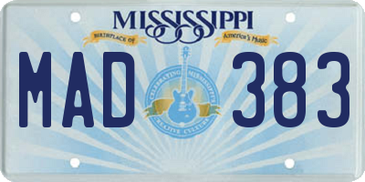 MS license plate MAD383