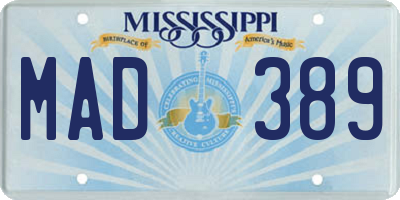 MS license plate MAD389