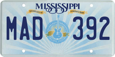 MS license plate MAD392