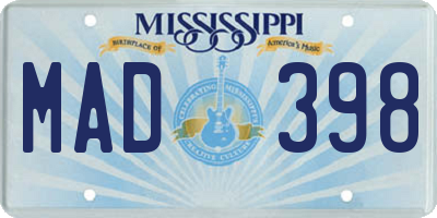 MS license plate MAD398
