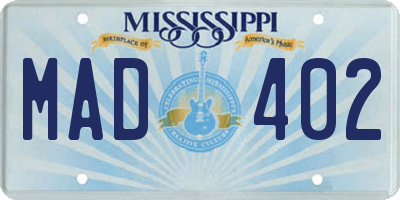 MS license plate MAD402