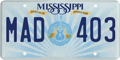 MS license plate MAD403