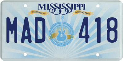 MS license plate MAD418