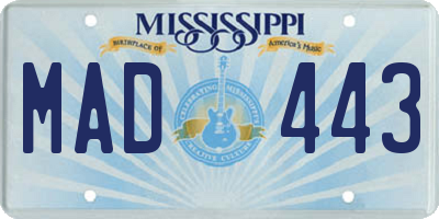 MS license plate MAD443