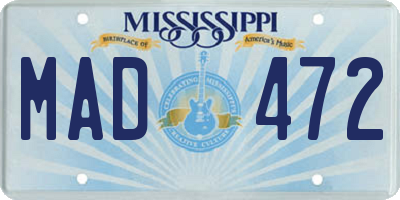 MS license plate MAD472