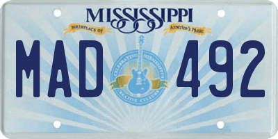 MS license plate MAD492