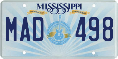 MS license plate MAD498
