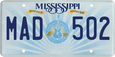 MS license plate MAD502