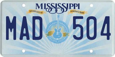 MS license plate MAD504