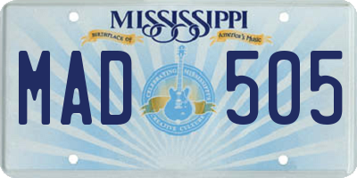 MS license plate MAD505