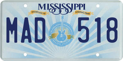 MS license plate MAD518