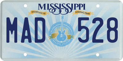 MS license plate MAD528
